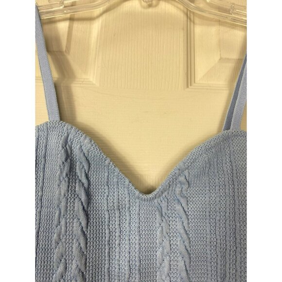 ZARA Women's Cable Knit Crop Top Tank Baby Blue Size Small NWT - Picture 13 of 16